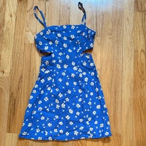 ZARA Blue Floral Side Cut Out Dress